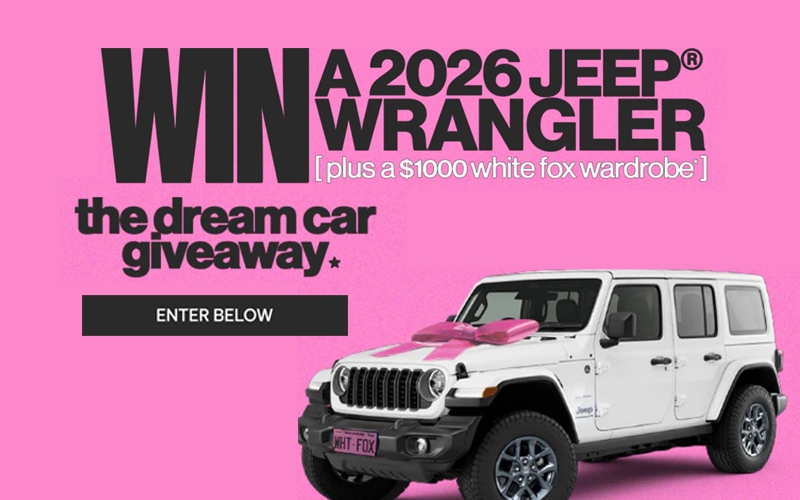 White Fox Boutique Jeep Wrangler prize draw Australia 2026