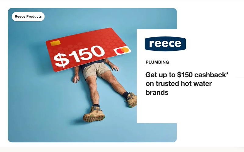 Rinnai hot water cashback Reece Australia 2026