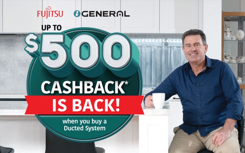 Fujitsu General Airstage ducted air conditioning cashback Australia 2026